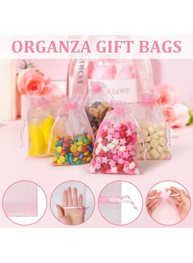 LYNLYN 100PCS Pink Organza Gift Bags with Satin Drawstring, Sheer Mesh Jewelry and Party Favor Bags for Wedding, Christmas, Valentine’s Day and Special Occasions（8×10cm） - Image 3